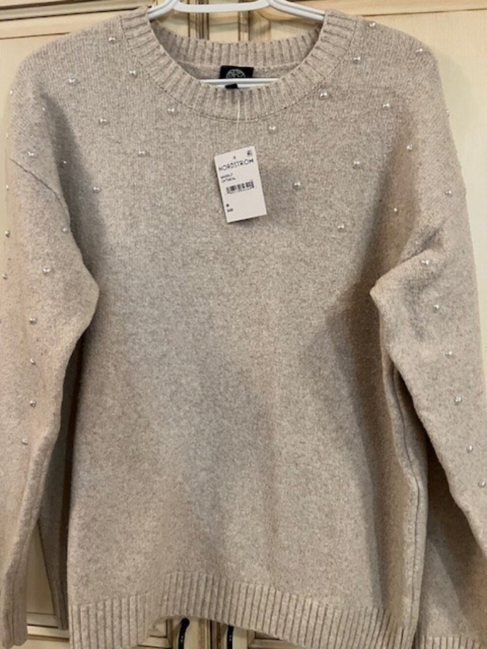 Bobeau Pearl Embellished Sweater NEW WITH TAGS